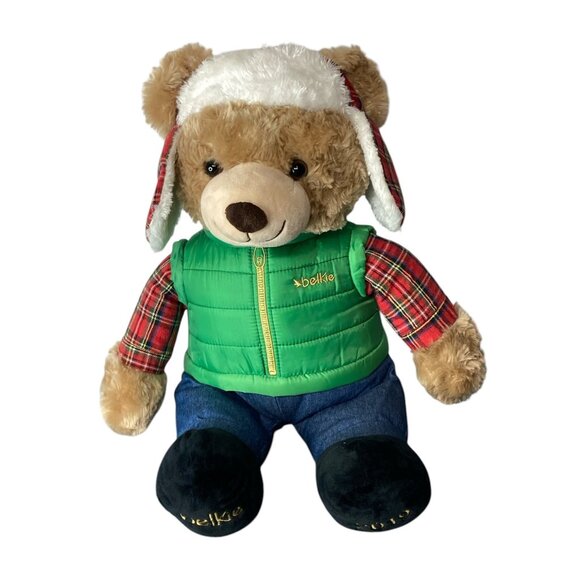 Belkie Winter Teddy Bear With Red Plaid Hooded Jacket & Green Puffer Vest 2019 - Picture 10 of 10